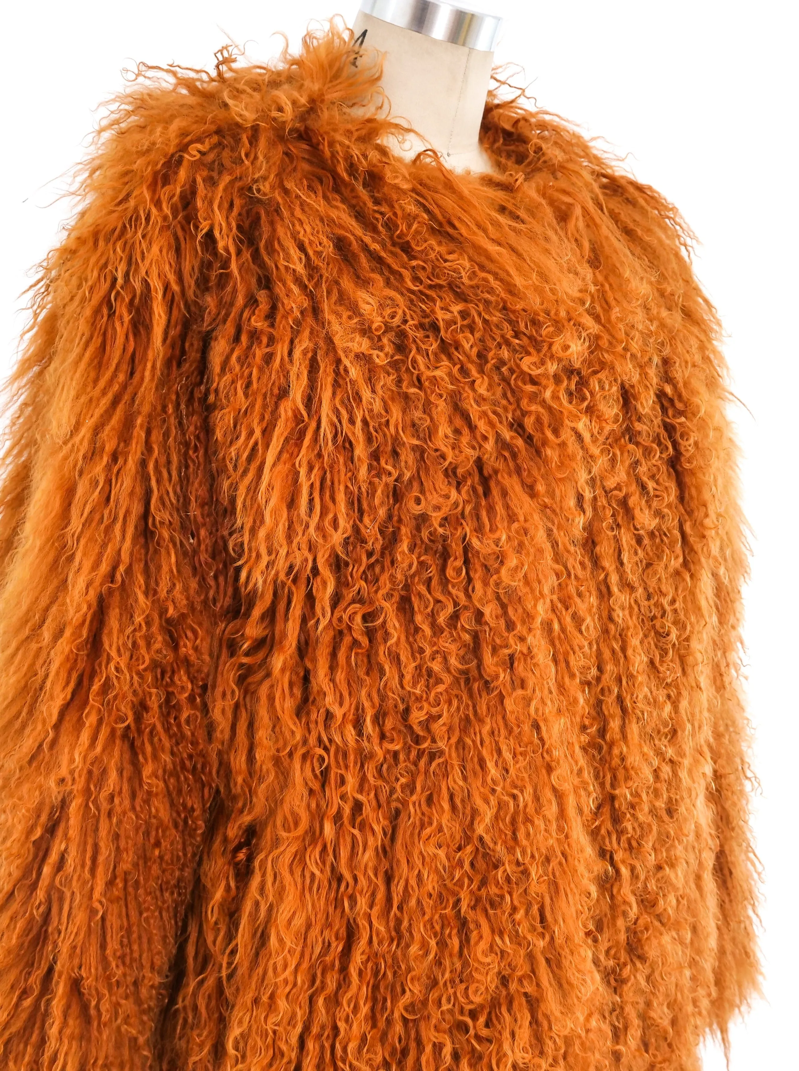 1994 Yves Saint Laurent Orange Mongolian Fur Coat