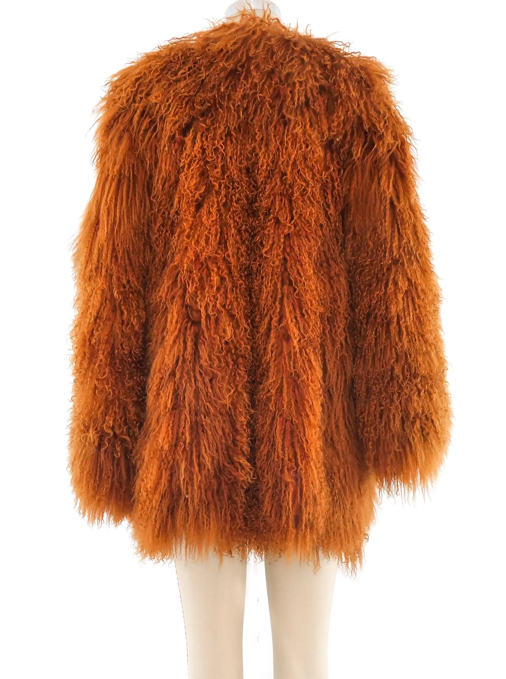 1994 Yves Saint Laurent Orange Mongolian Fur Coat