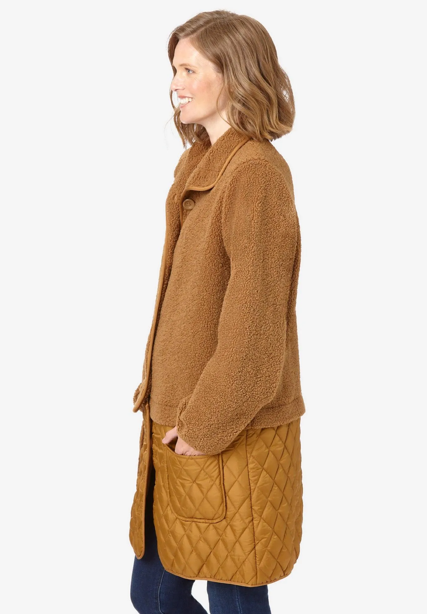 2-in-1 Zip-Off Berber/Quilted Jacket