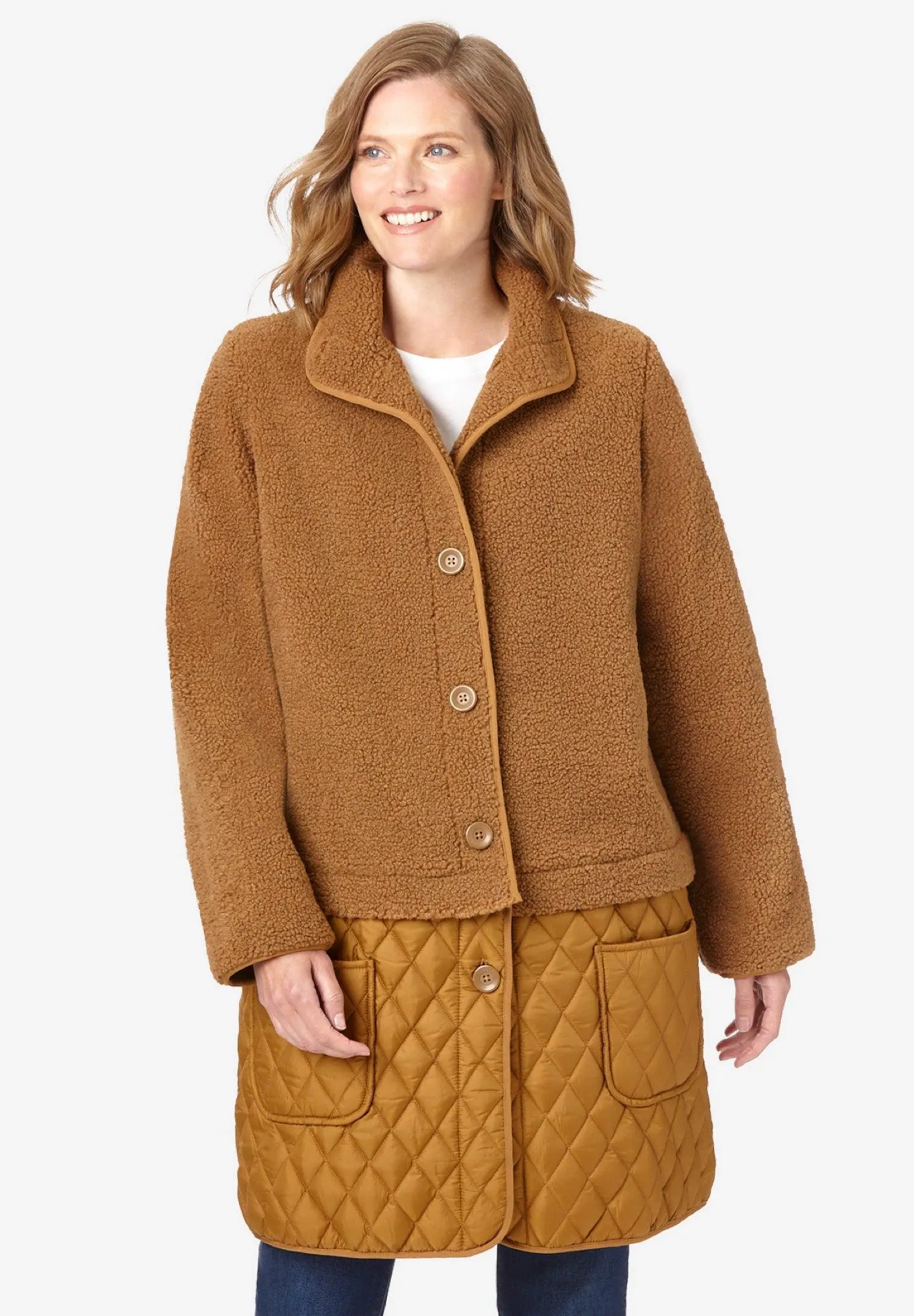 2-in-1 Zip-Off Berber/Quilted Jacket