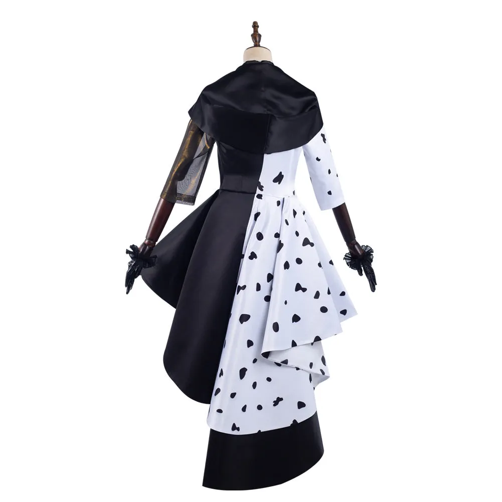 2021 Movie Cruella Cruella de Vil Halloween Carnival Suit Cosplay Costume Dress Outfits