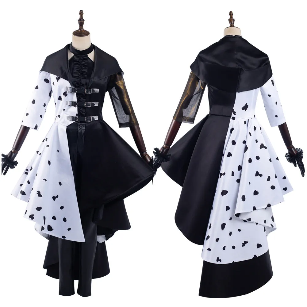 2021 Movie Cruella Cruella de Vil Halloween Carnival Suit Cosplay Costume Dress Outfits