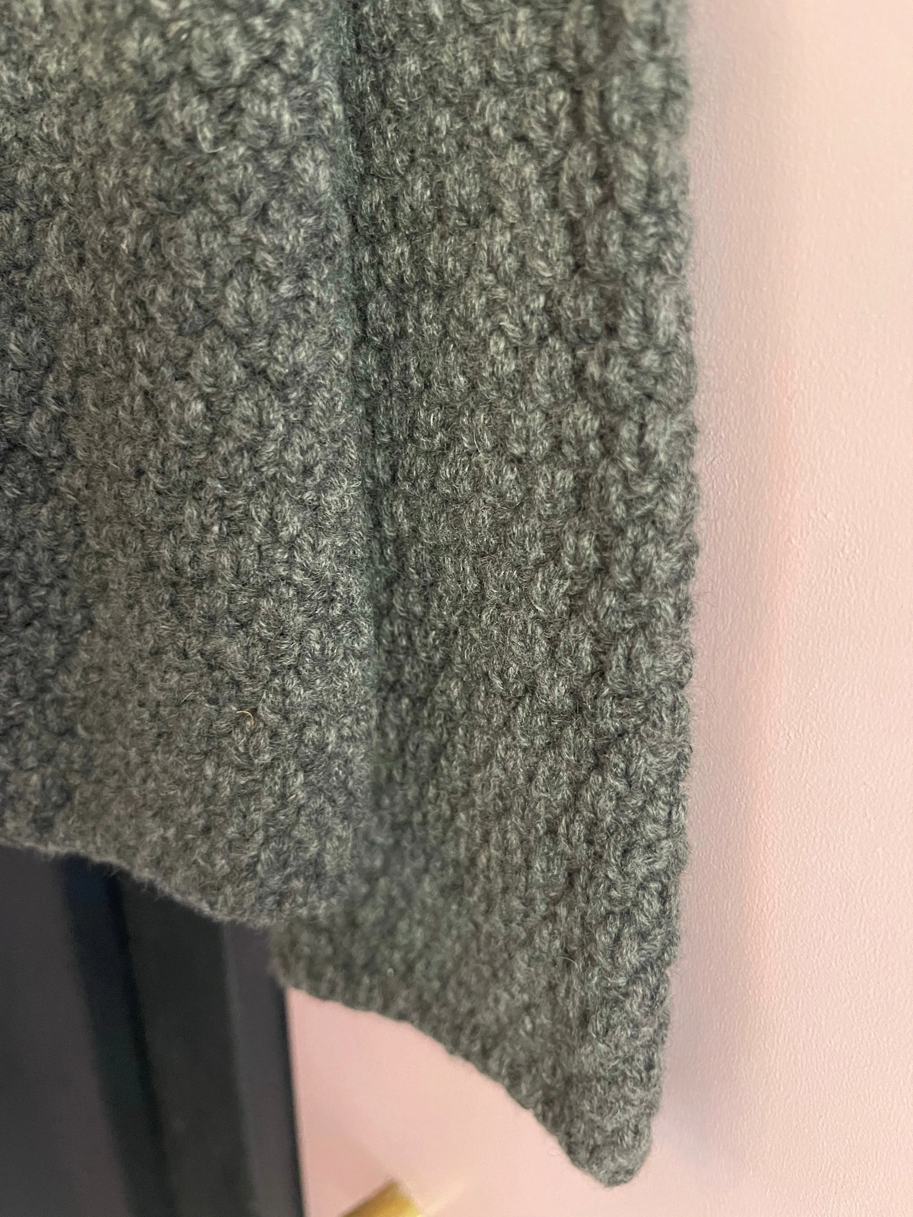 6-ply Cashmere Seed Funnel Neck Boxy Jumper - Derby Grey
