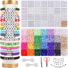 6000 PCS Clay Beads Bracelet Making Kit with a to Z Letter Beads, Friendship Bracelet Kit with Alphabet Beads, Earrings Necklace Craft Jewelry Making Kit for Adults