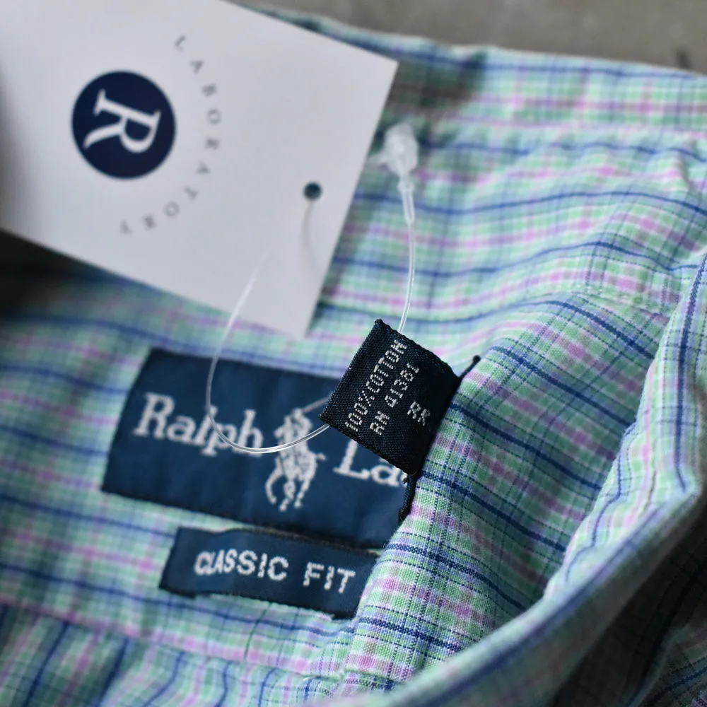 90's Ralph Lauren “CLASSIC FIT” チェック 半袖 ボタンダウンシャツ  240805 S2153