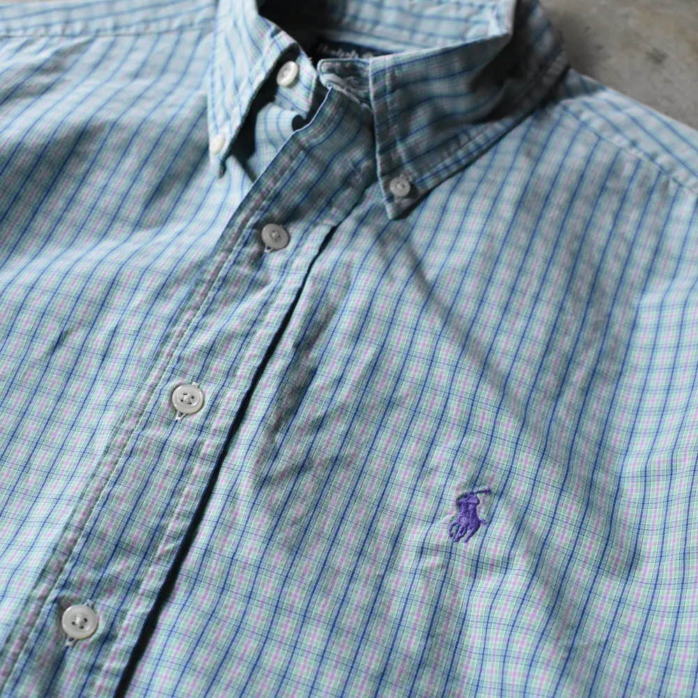 90's Ralph Lauren “CLASSIC FIT” チェック 半袖 ボタンダウンシャツ  240805 S2153