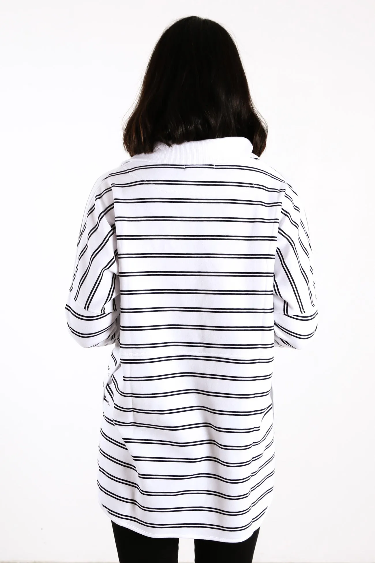 Adele Sweat White Black Stripe