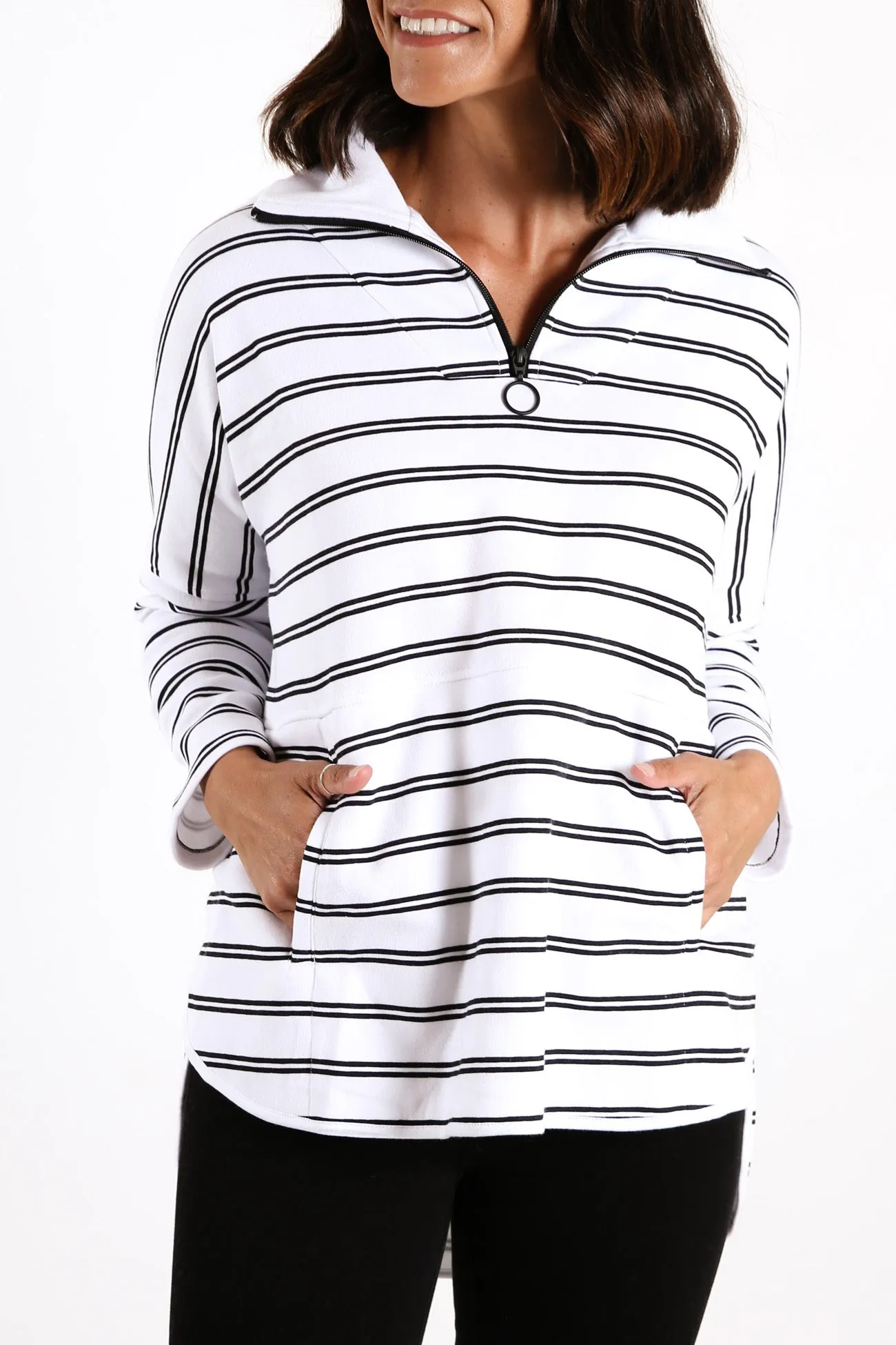 Adele Sweat White Black Stripe