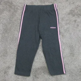 Adidas Toddler Girls Cropped Sweatpants Short  Dark Gray 3 Striped Size Medium