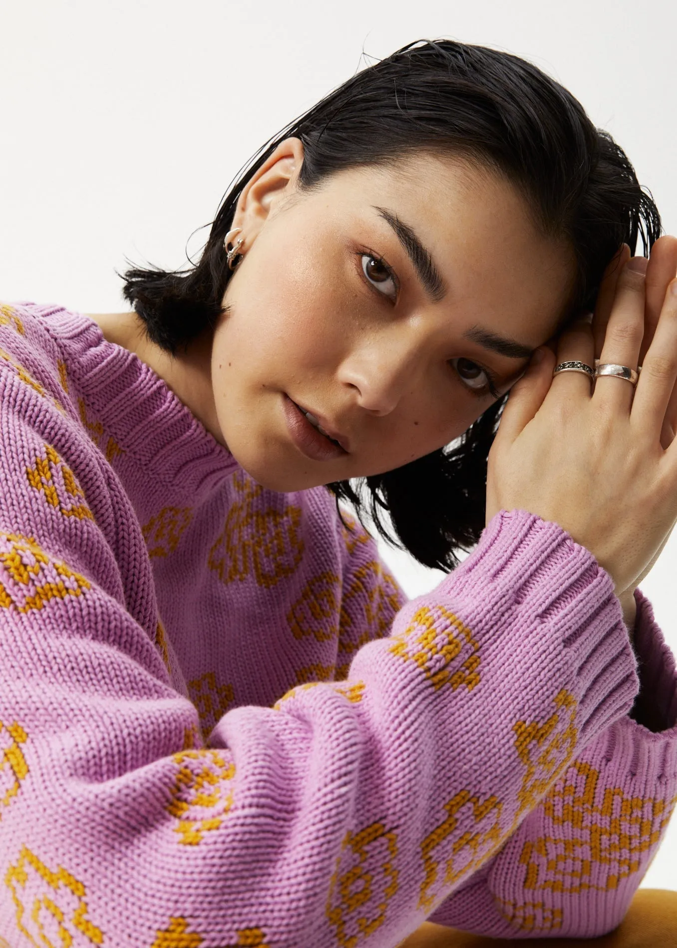 AFENDS Womens Clara - Knit Crew Neck Jumper - Candy