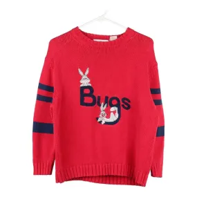 Age 12-13 Bugs Bunny Warner Bros Embroidered Jumper - Large Red Cotton