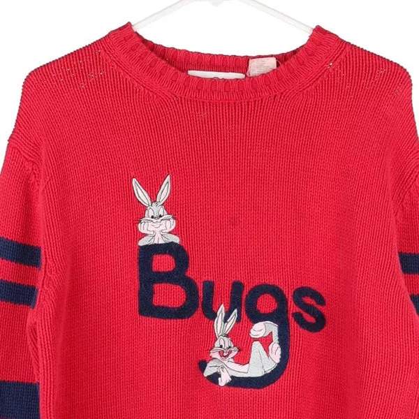 Age 12-13 Bugs Bunny Warner Bros Embroidered Jumper - Large Red Cotton