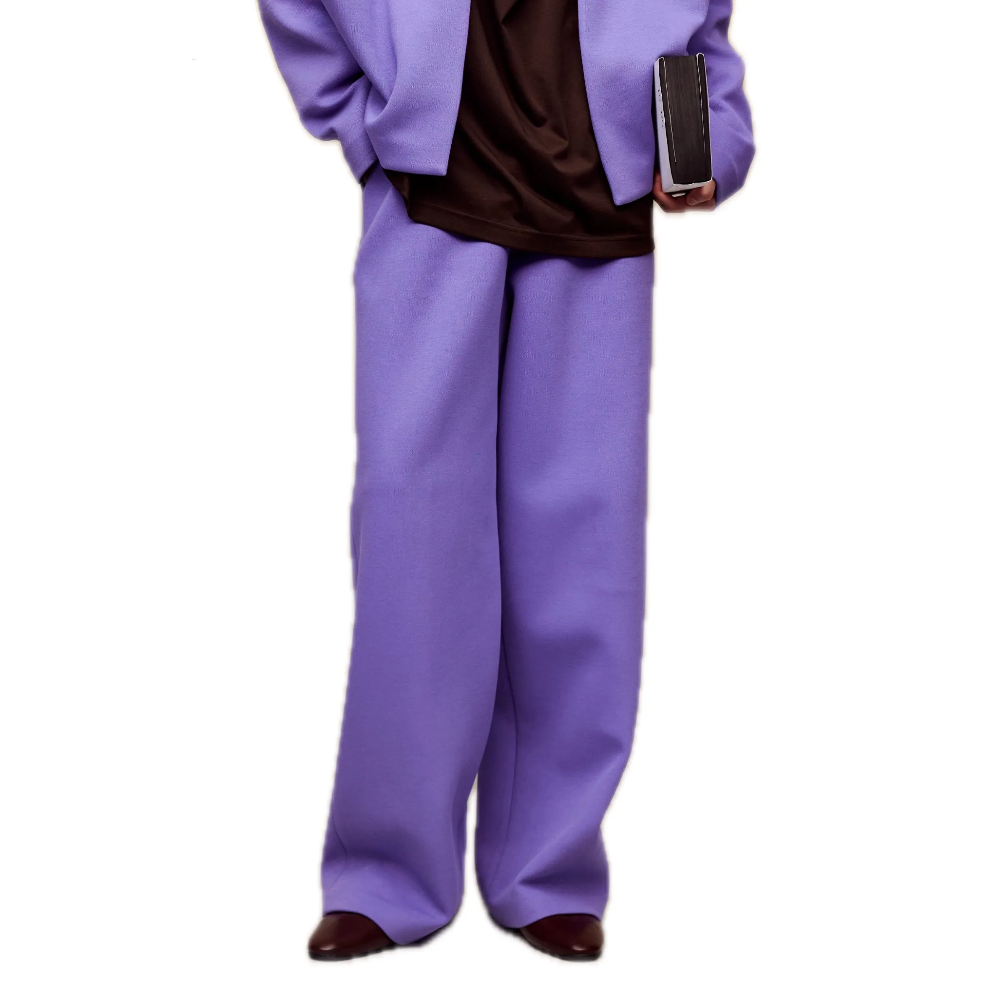 Air Layer Double Waist Wide-leg Sweatpants in Purple