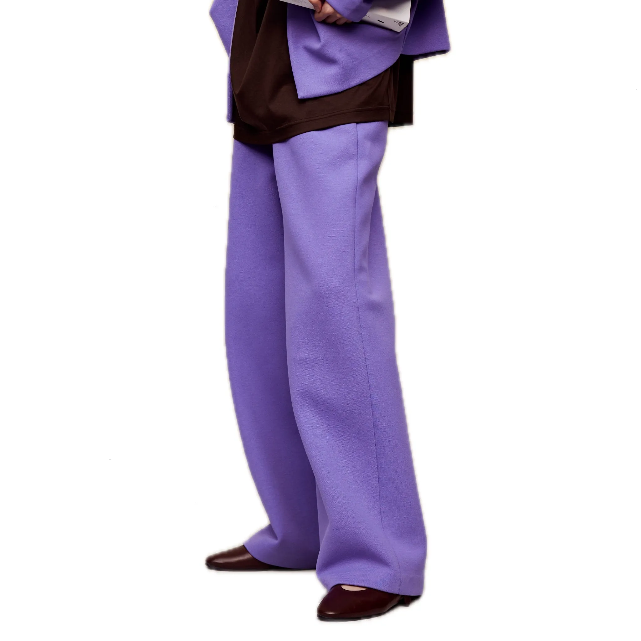 Air Layer Double Waist Wide-leg Sweatpants in Purple