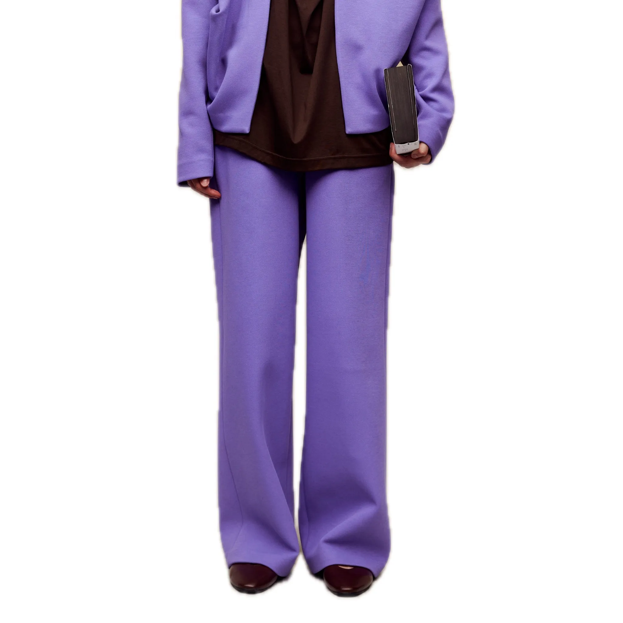 Air Layer Double Waist Wide-leg Sweatpants in Purple