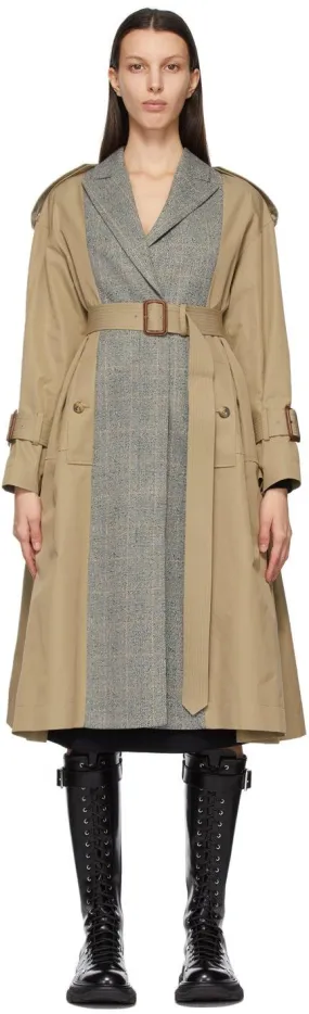 Alexander McQueen Beige Spliced Trench Coat