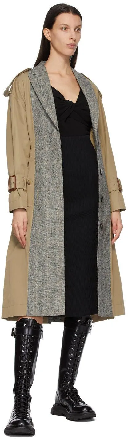 Alexander McQueen Beige Spliced Trench Coat