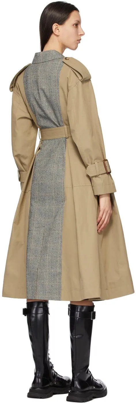 Alexander McQueen Beige Spliced Trench Coat