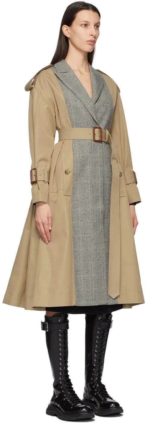 Alexander McQueen Beige Spliced Trench Coat