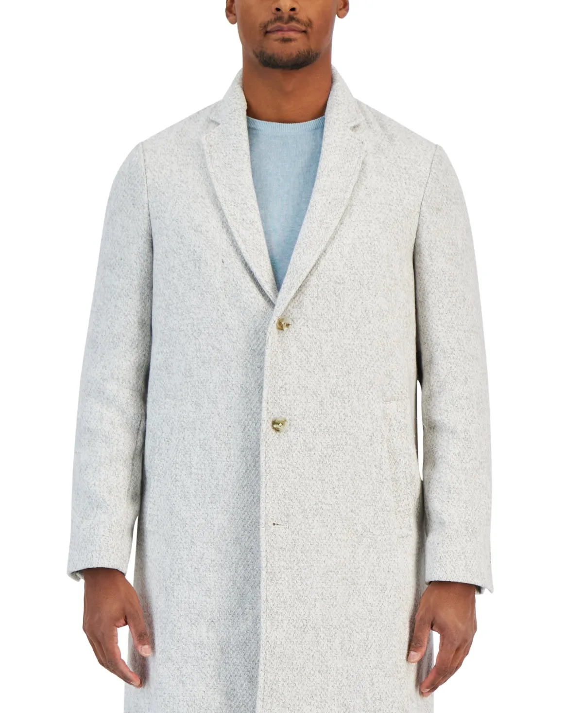 Alfani Mens Regular fit Overcoat Coat Large White
