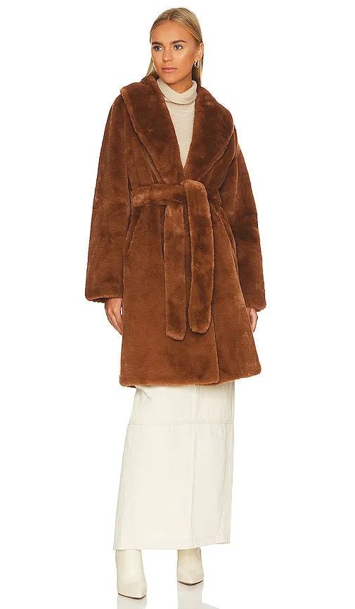 Apparis Bree Faux Fur Coat in Brown
