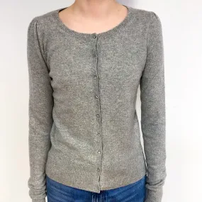 Ash Grey Cashmere Crew Neck Cardigan Extra Small