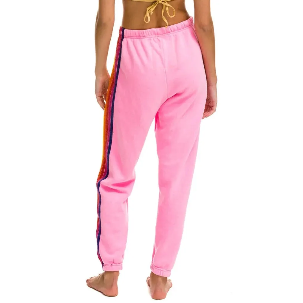 Aviator Nation 5 Stripe Sweatpants in Neon Pink / Yellow / Purple