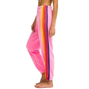 Aviator Nation 5 Stripe Sweatpants in Neon Pink / Yellow / Purple