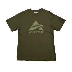 Avirex Khaki Embroidered Spellout T Shirt - Small