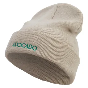 Avocado Embroidered 12 inch Long Knitted Beanie
