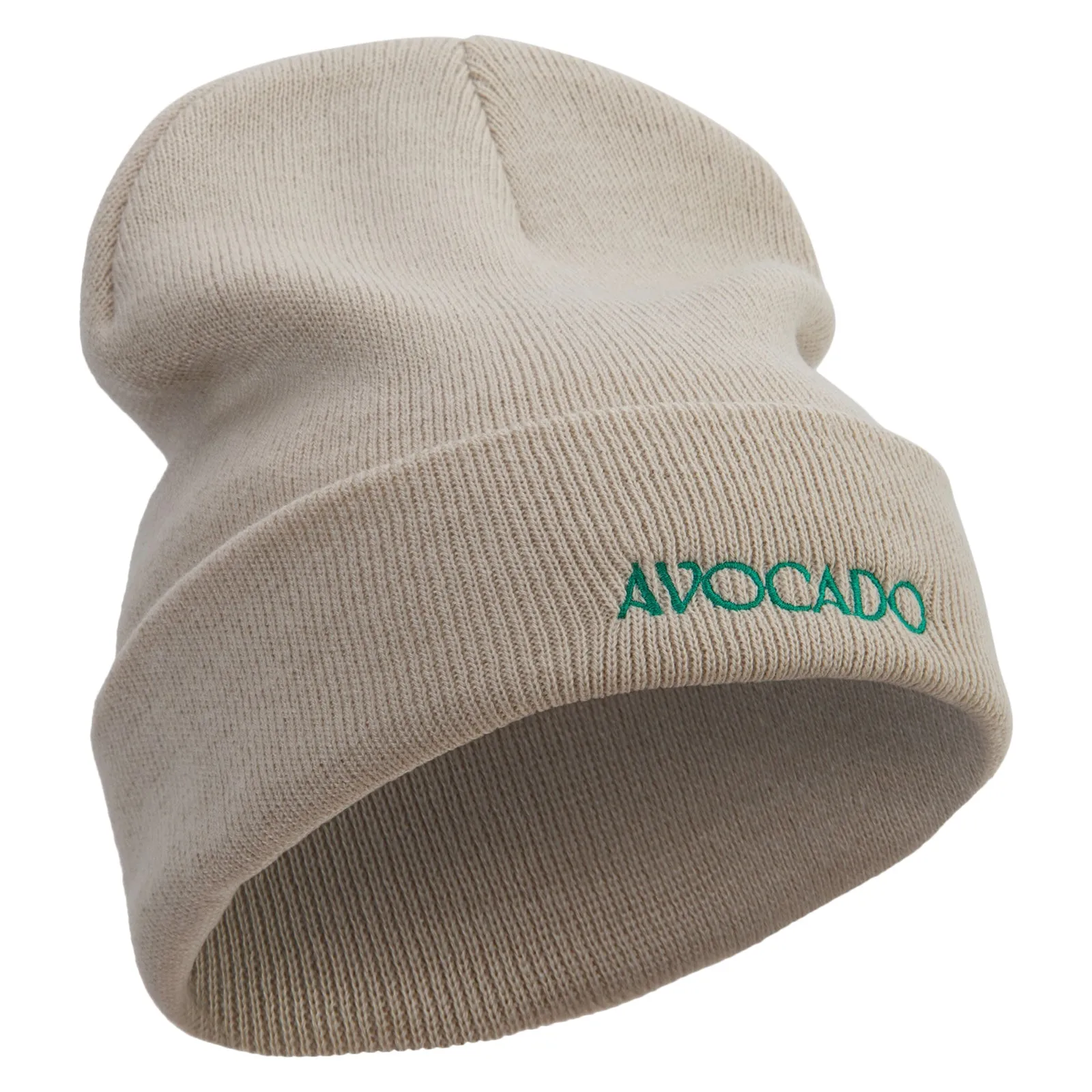 Avocado Embroidered 12 inch Long Knitted Beanie