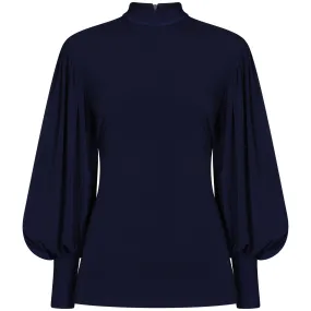 Balloon Sleeve Top Navy