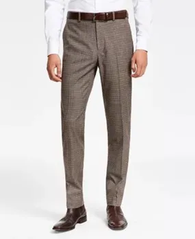 Bar III Mens Skinny Fit Check Suit Dress Pants Burgundy Black 30 x 32