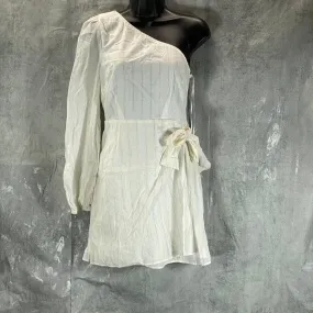 BAR III Women's Ivory Striped One-Shoulder Faux-Wrap Tie-Waist Mini Dress SZ S
