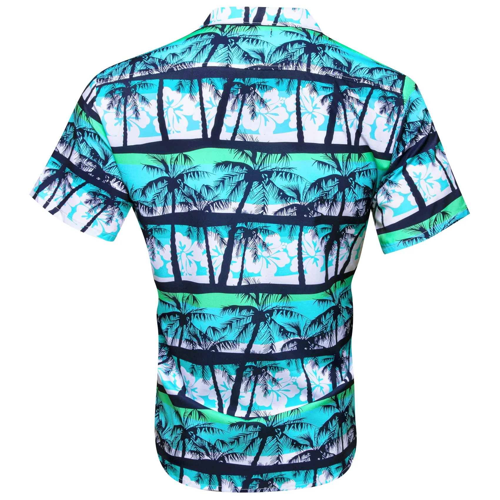 Barry Wang Men's Blue White Floral Pattern Short Sleeves Summer Hawaii Shirt