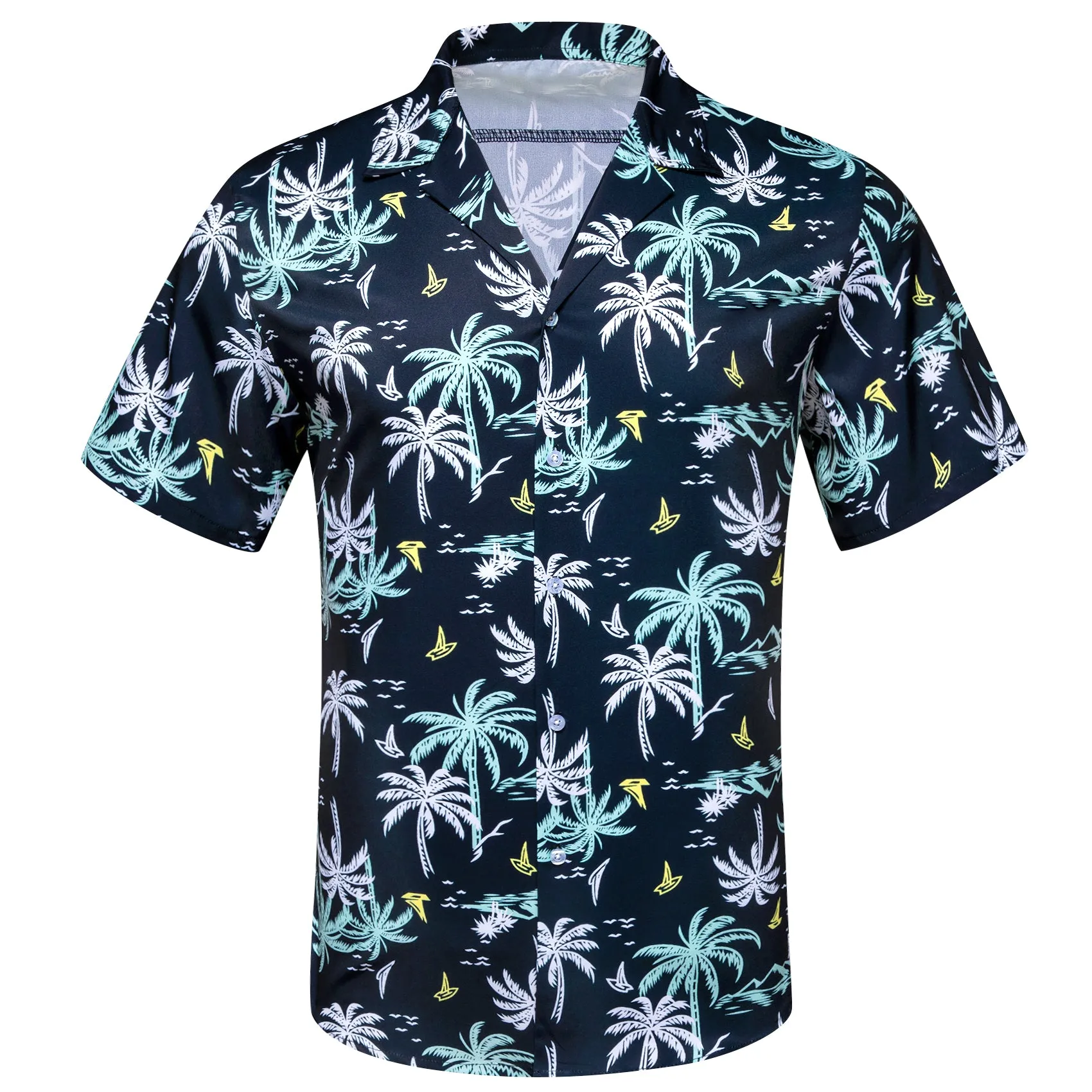 Barry Wang Mens Shirt Men's Oriental Blue White Summer Hawaii Shirt