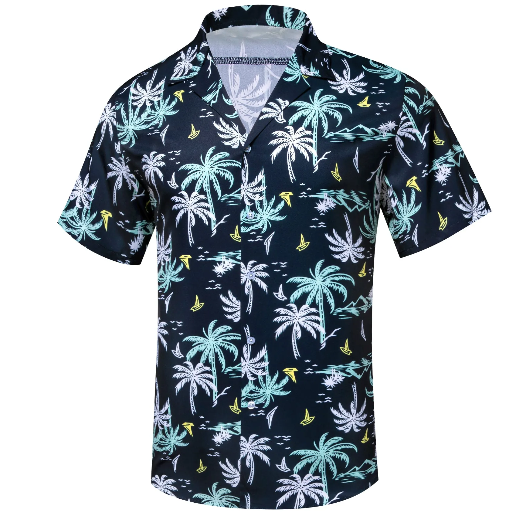 Barry Wang Mens Shirt Men's Oriental Blue White Summer Hawaii Shirt