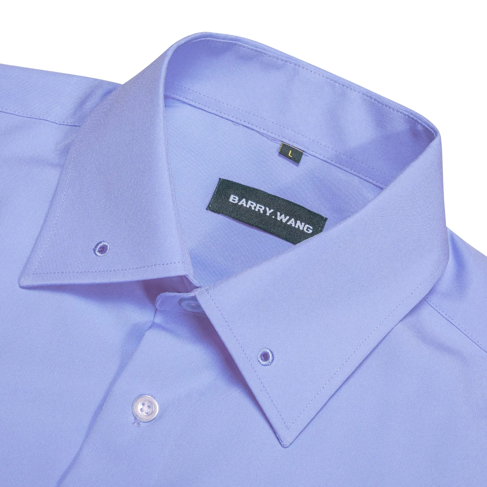 Barry.wang Medium Purple Solid Silk Shirt with Collar Pin