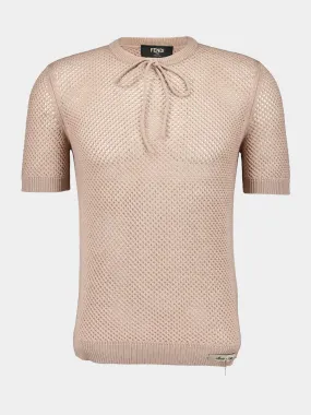 Beige Mesh Wool Jumper