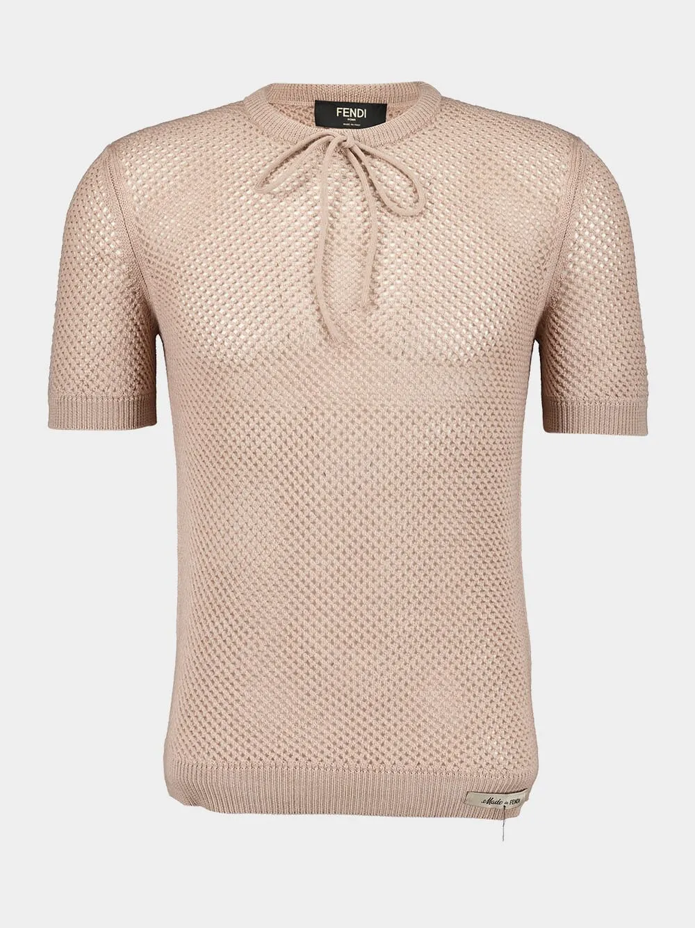 Beige Mesh Wool Jumper