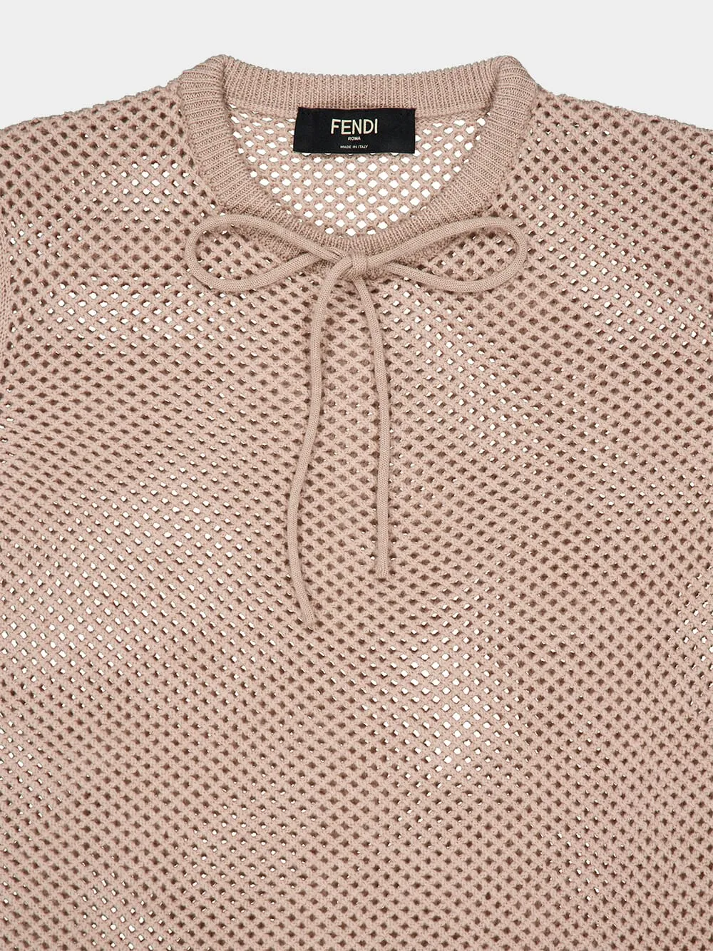 Beige Mesh Wool Jumper