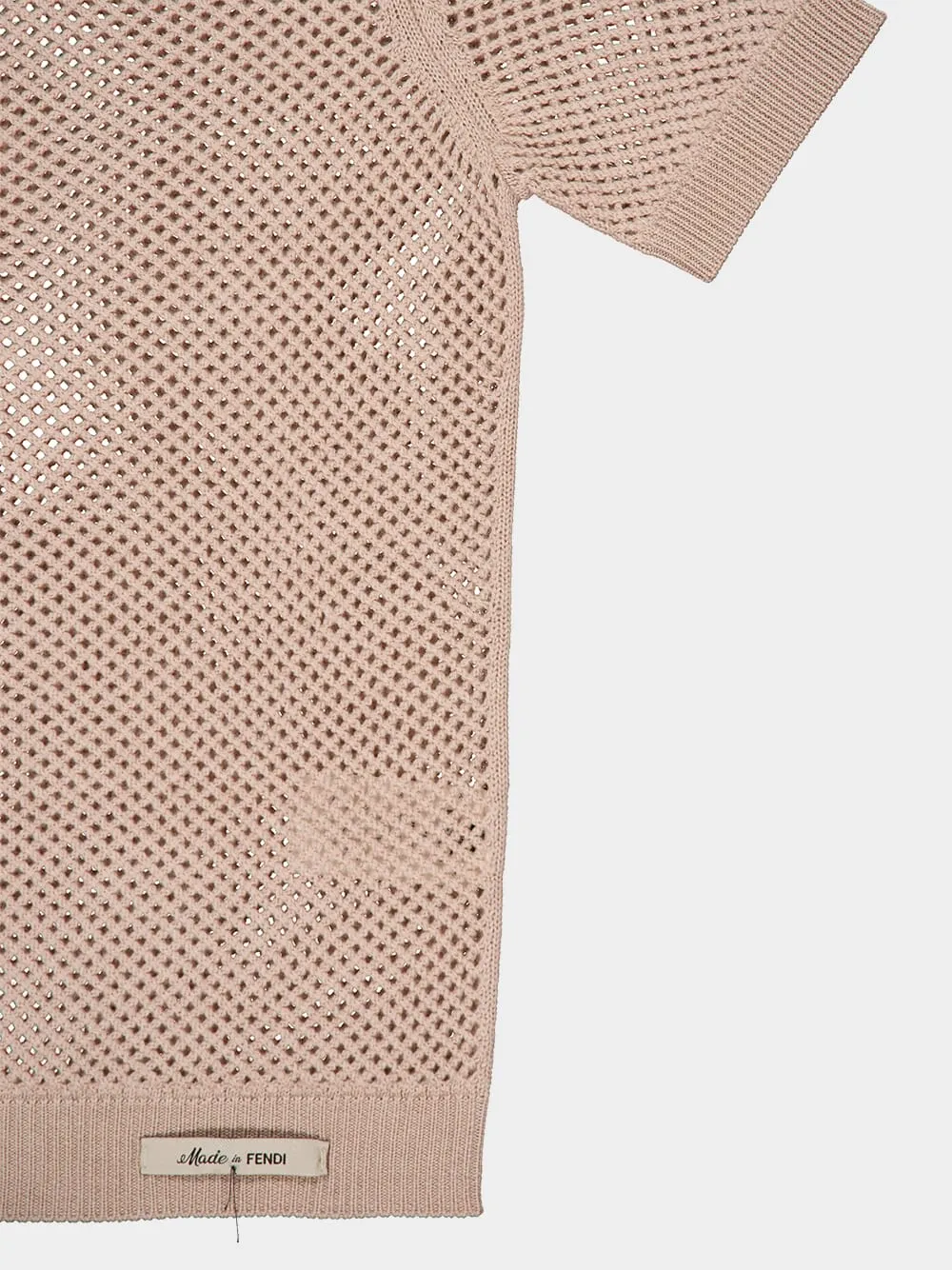 Beige Mesh Wool Jumper