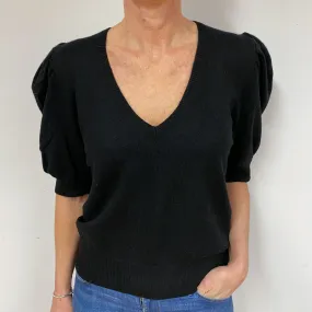 Black Cashmere Low V-Neck Jumper Medium