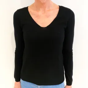 Black Cashmere V Neck Jumper Small