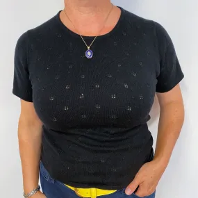 Black Lace Short Sleeved Cashmere Jumper