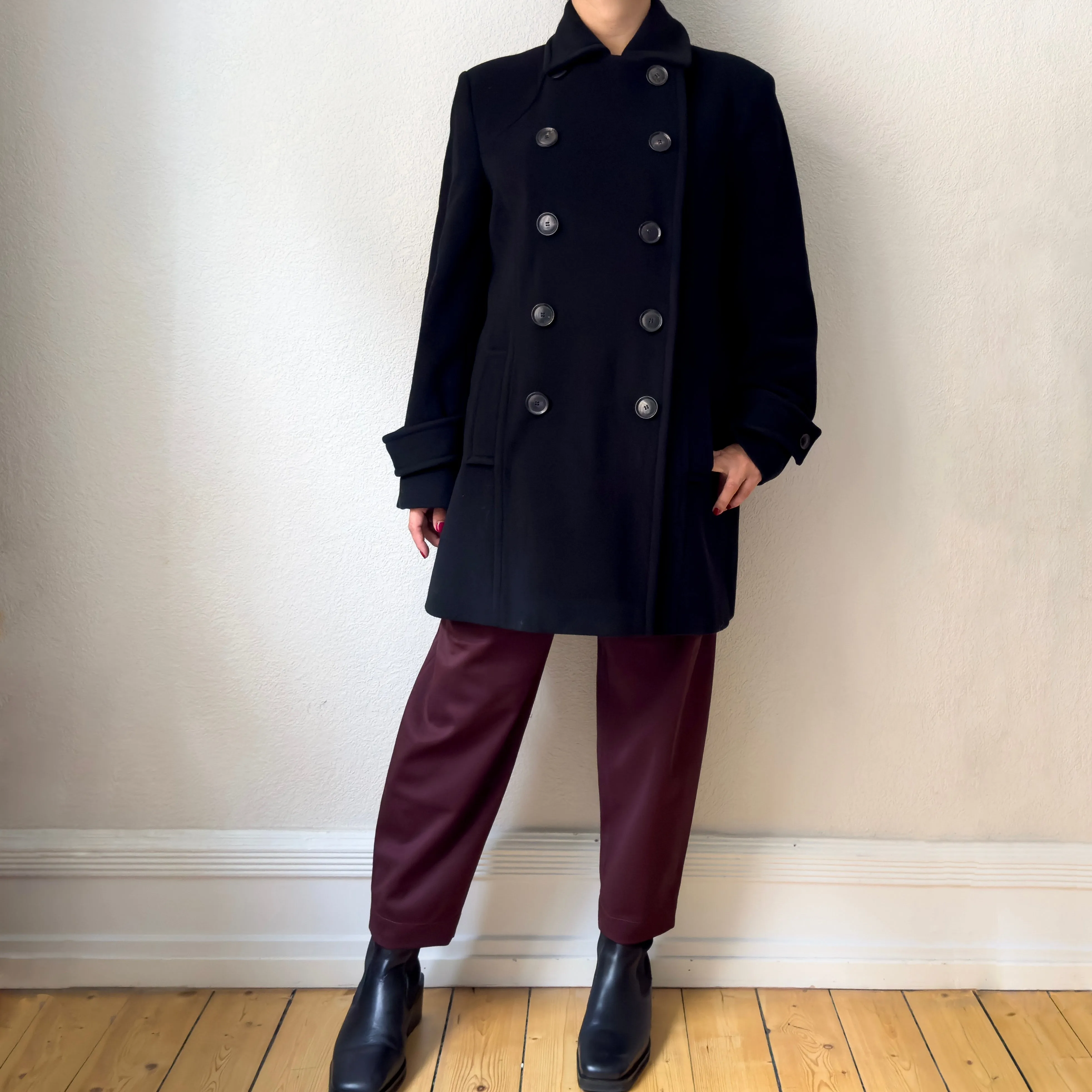 Black Wool Pea Coat - size M