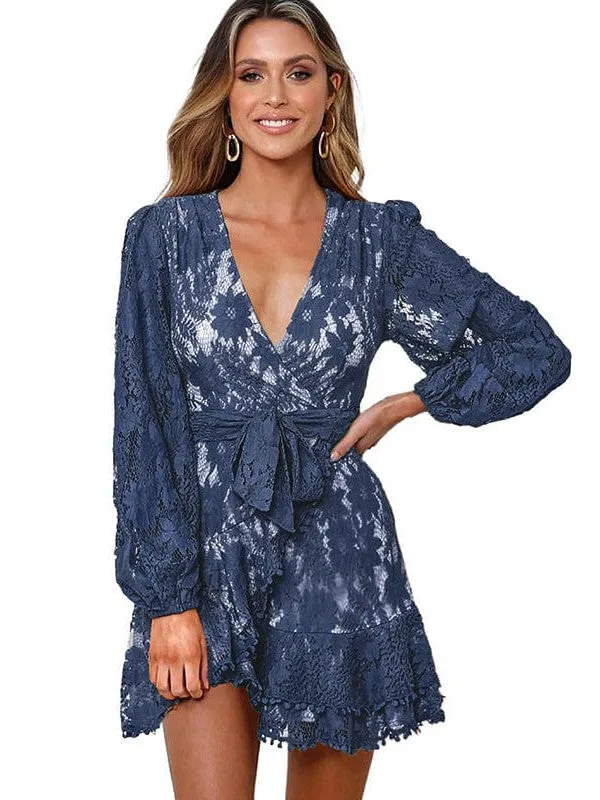 Bohemian Lace Wrap Dress