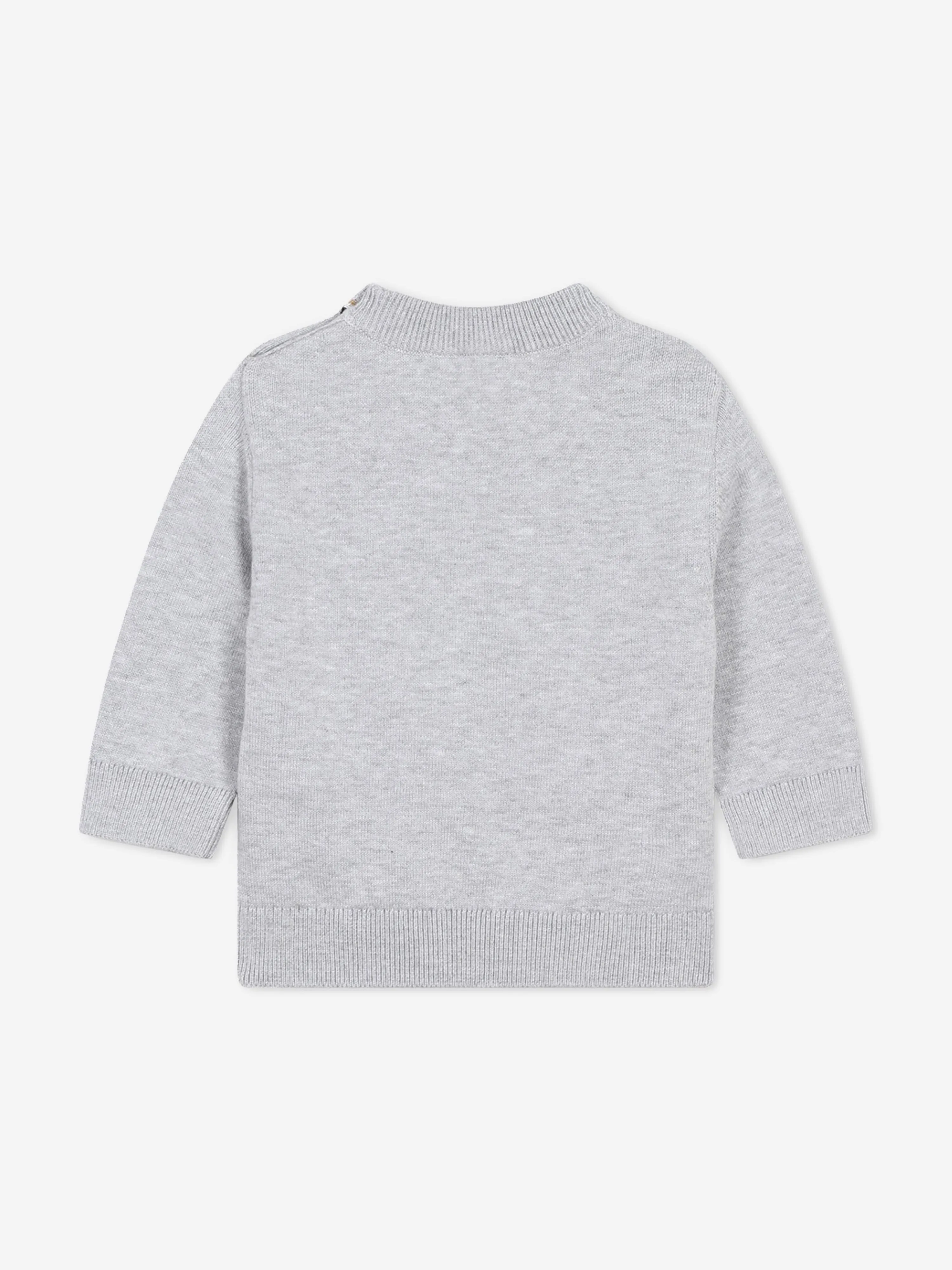 BOSS Baby Boys Knitted Logo Jumper in Grey