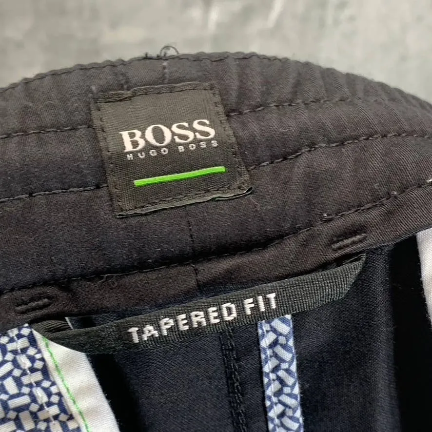 BOSS HUGO BOSS Men's Black Striped Tapered-Fit Stretch Pull-On Track Pants SZ XL