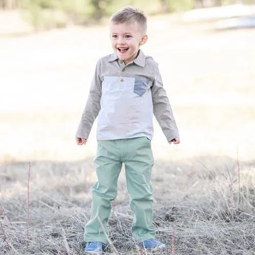BOYS ANTIQUE BLUE STRAIGHT CHINO PANTS